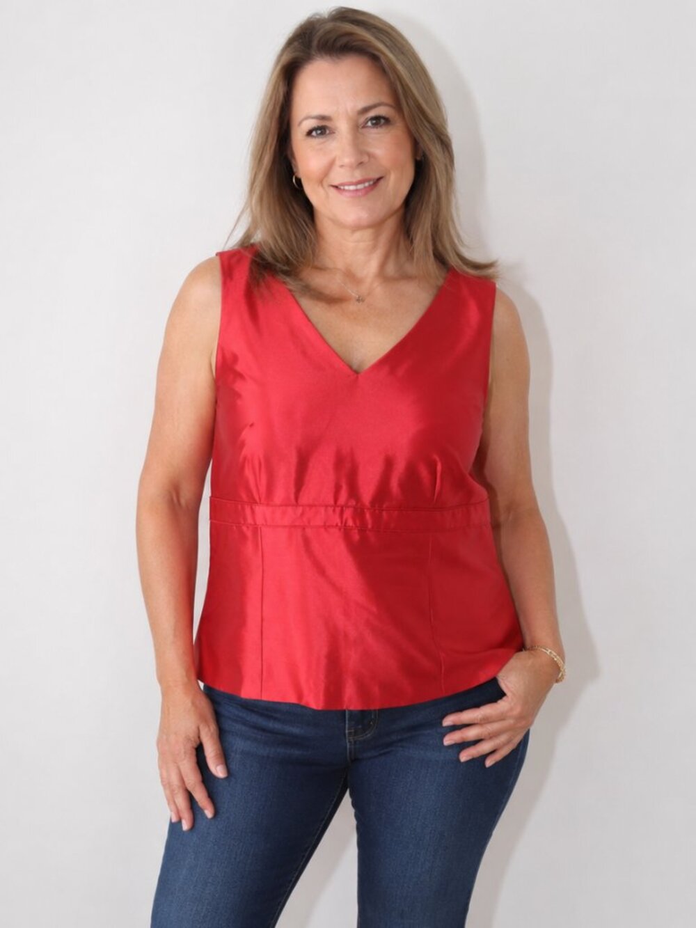 Talbots Pure Silk Sleeveless V-Neck Shell Blouse Pink Size 14